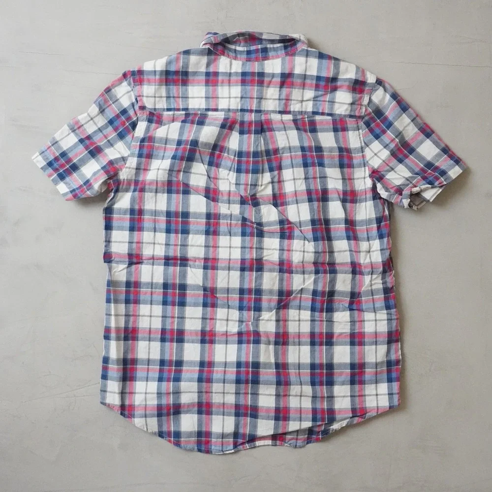 Ralph Lauren Boys XL 18-20 Plaid Short Sleeve Button Down Shirt Red White Blue